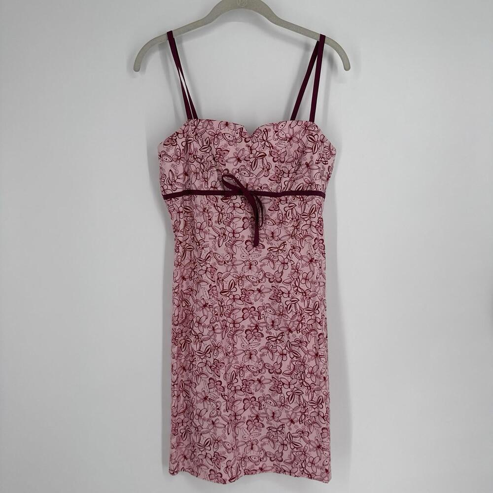 Vintage 90s y2k dress large L pink butterfly bow mini dainty feminine coquette